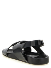 Saint Laurent Black Calfskin Flat Sandals