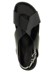 Saint Laurent Black Calfskin Flat Sandals