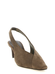 Brunello Cucinelli Gray Calfskin Mid Heel Pumps