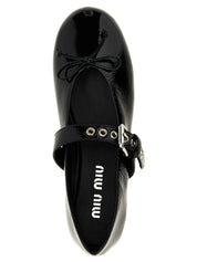 Miu Miu Black Calfskin Ballet Flats