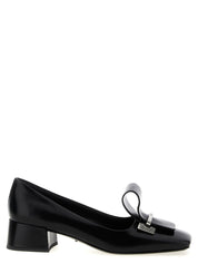 Prada Black Calfskin Mid Heel Pumps