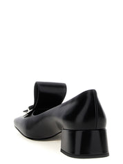Prada Black Calfskin Mid Heel Pumps