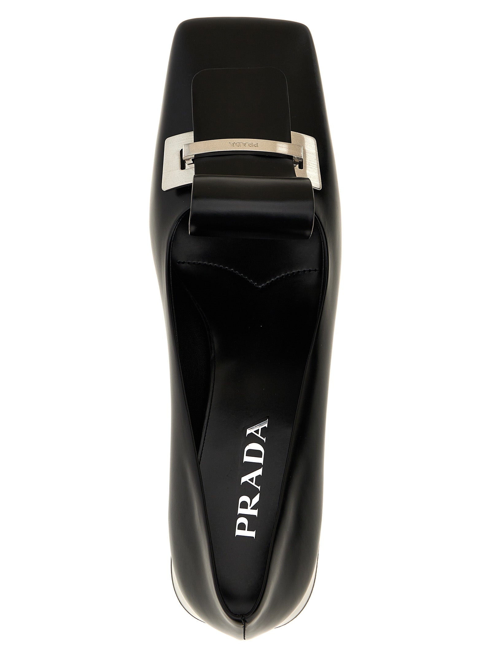 Prada Black Calfskin Mid Heel Pumps