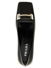 Prada Black Calfskin Mid Heel Pumps