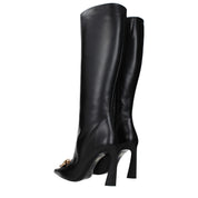 Versace Black Leather High Heel Boots