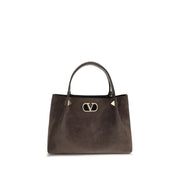 Valentino Garavani Brown Calf Leather Bos Taurus Shoulder Bag