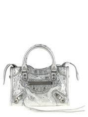 Balenciaga Silver Lamb Leather Crossbody Bag
