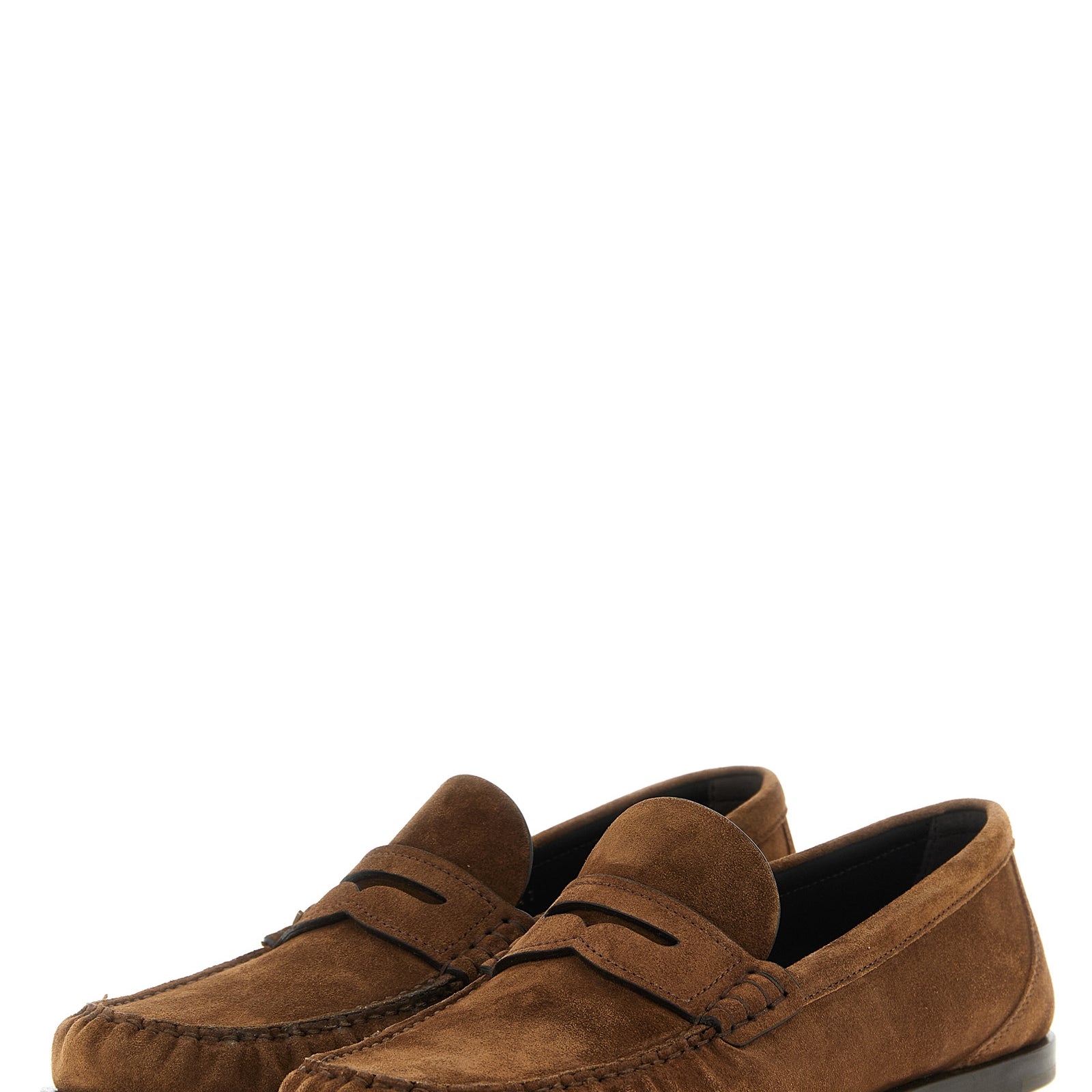 Saint Laurent Brown Calfskin Slip-On Loafers Saint Laurent