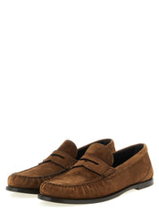 Saint Laurent Brown Calfskin Slip-On Loafers Saint Laurent