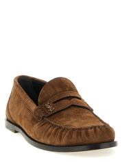 Saint Laurent Brown Calfskin Slip-On Loafers Saint Laurent