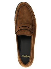 Saint Laurent Brown Calfskin Slip-On Loafers Saint Laurent