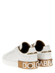 Dolce & Gabbana Gold Calfskin Low Top Sneakers