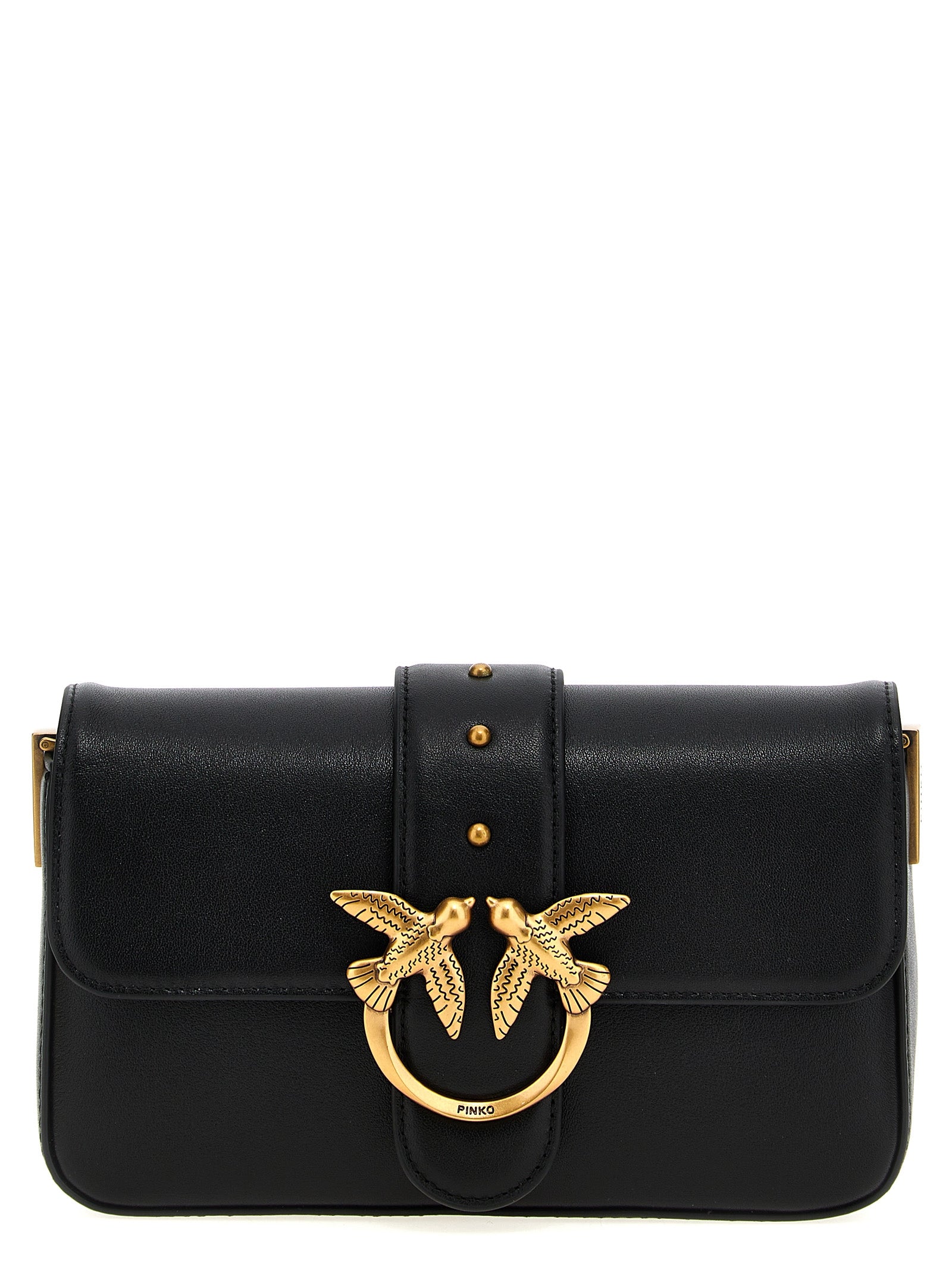 PINKO Black Calfskin Shoulder Bag