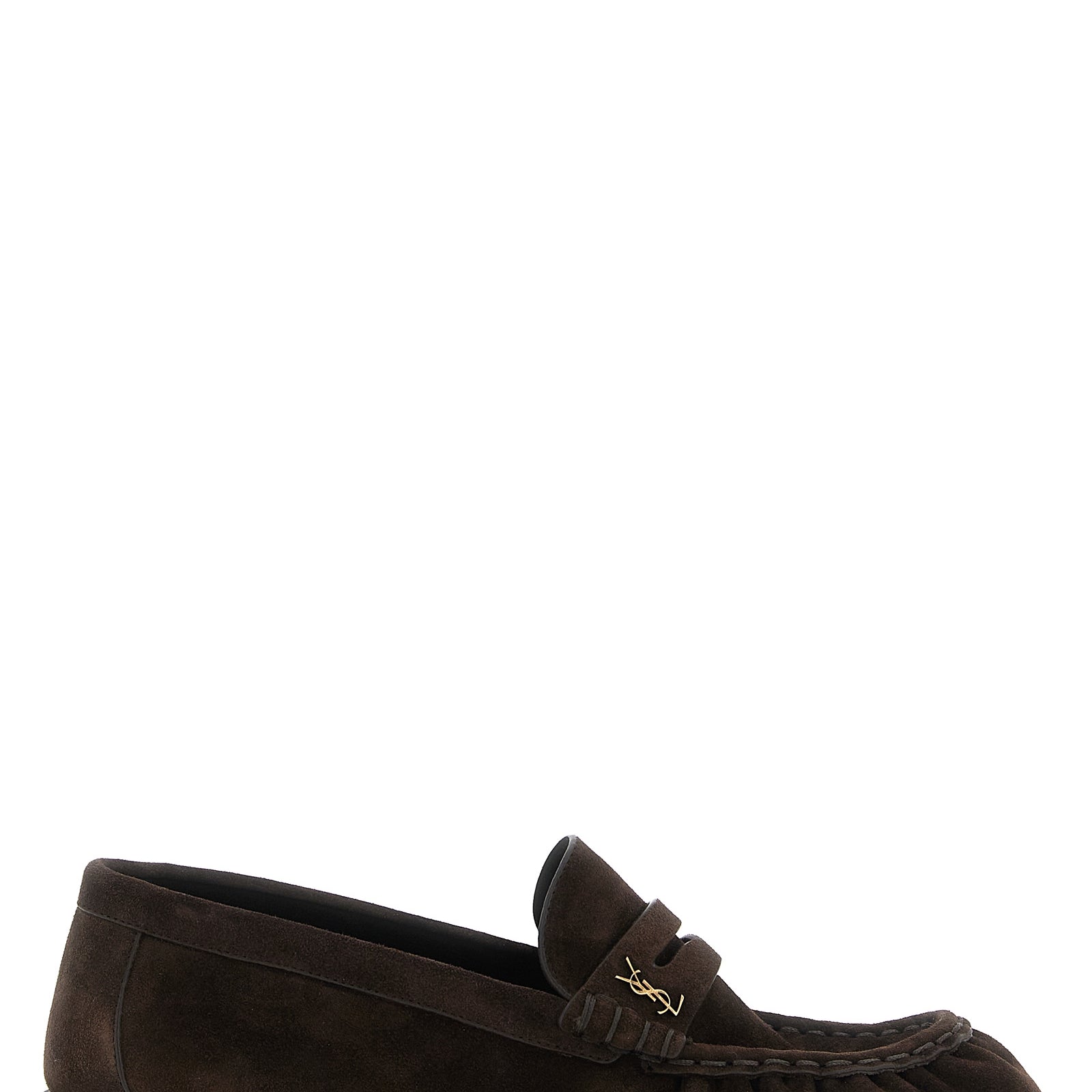 Saint Laurent Brown Calfskin Slip-On Loafers Saint Laurent