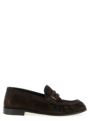 Saint Laurent Brown Calfskin Slip-On Loafers
