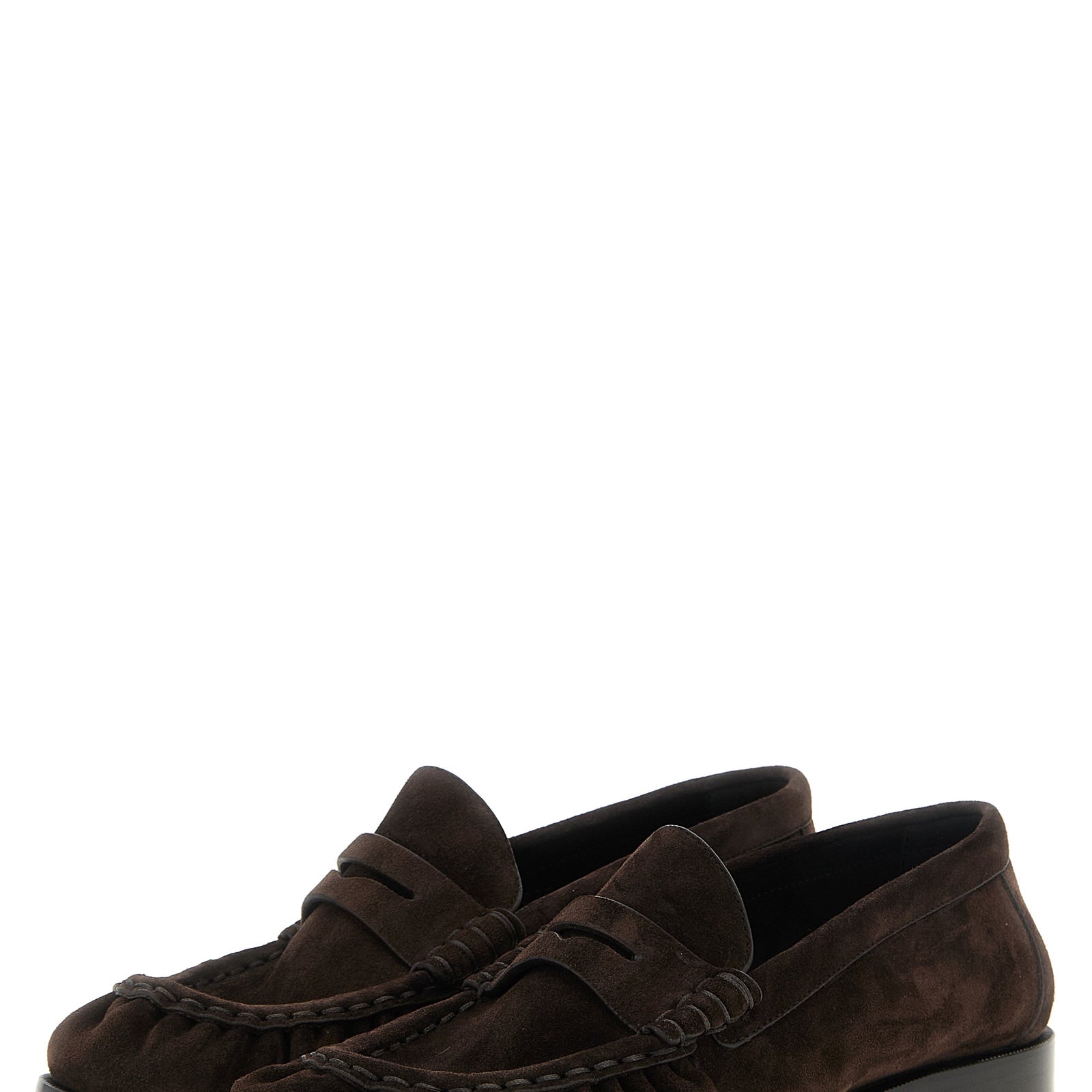 Saint Laurent Brown Calfskin Slip-On Loafers Saint Laurent