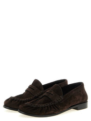 Saint Laurent Brown Calfskin Slip-On Loafers