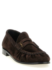 Saint Laurent Brown Calfskin Slip-On Loafers