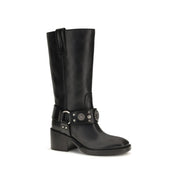 Chloé Black Calf Leather Bos Taurus Flat Boots
