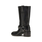 Chloé Black Calf Leather Bos Taurus Flat Boots