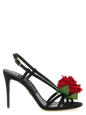 Dolce & Gabbana Black Viscose Stiletto Heel Sandals