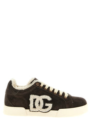 Dolce & Gabbana Brown Calfskin Low Top Sneakers