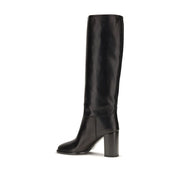 Prada Black Calf Leather Bos Taurus High Heel Boots