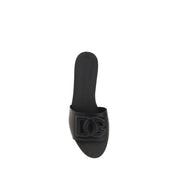 Dolce & Gabbana Black Calf Leather Bos Taurus Flat Sandals