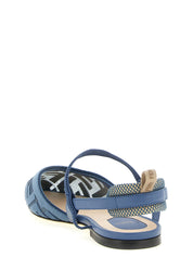 Fendi Blue Polyamide Flat Sandals