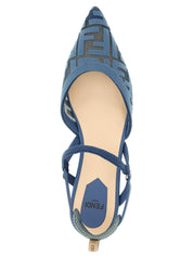 Fendi Blue Polyamide Flat Sandals