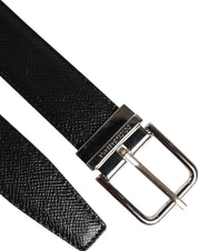 Dolce & Gabbana Black Calf Leather Classic Silver Buckle Belt Dolce & Gabbana