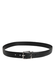Dolce & Gabbana Black Calf Leather Classic Silver Buckle Belt Dolce & Gabbana