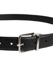 Dolce & Gabbana Black Calf Leather Classic Silver Buckle Belt Dolce & Gabbana
