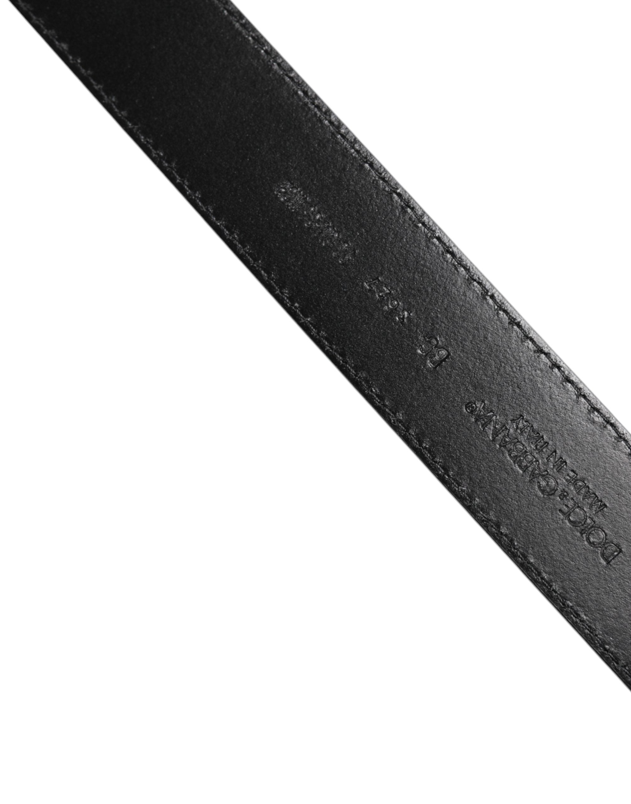 Dolce & Gabbana Black Calf Leather Classic Silver Buckle Belt Dolce & Gabbana