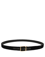 Dolce & Gabbana Men Black Velvet Gold Tone Metal Buckle Belt Dolce & Gabbana