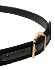 Dolce & Gabbana Men Black Velvet Gold Tone Metal Buckle Belt Dolce & Gabbana