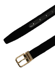 Dolce & Gabbana Men Black Velvet Gold Tone Metal Buckle Belt Dolce & Gabbana