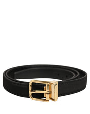 Dolce & Gabbana Black Canvas Leather Gold Metal Buckle Belt Dolce & Gabbana