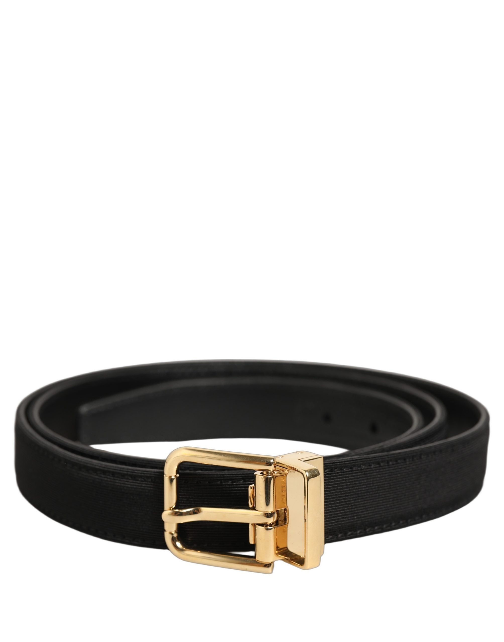 Dolce & Gabbana Black Canvas Leather Gold Metal Buckle Belt Dolce & Gabbana