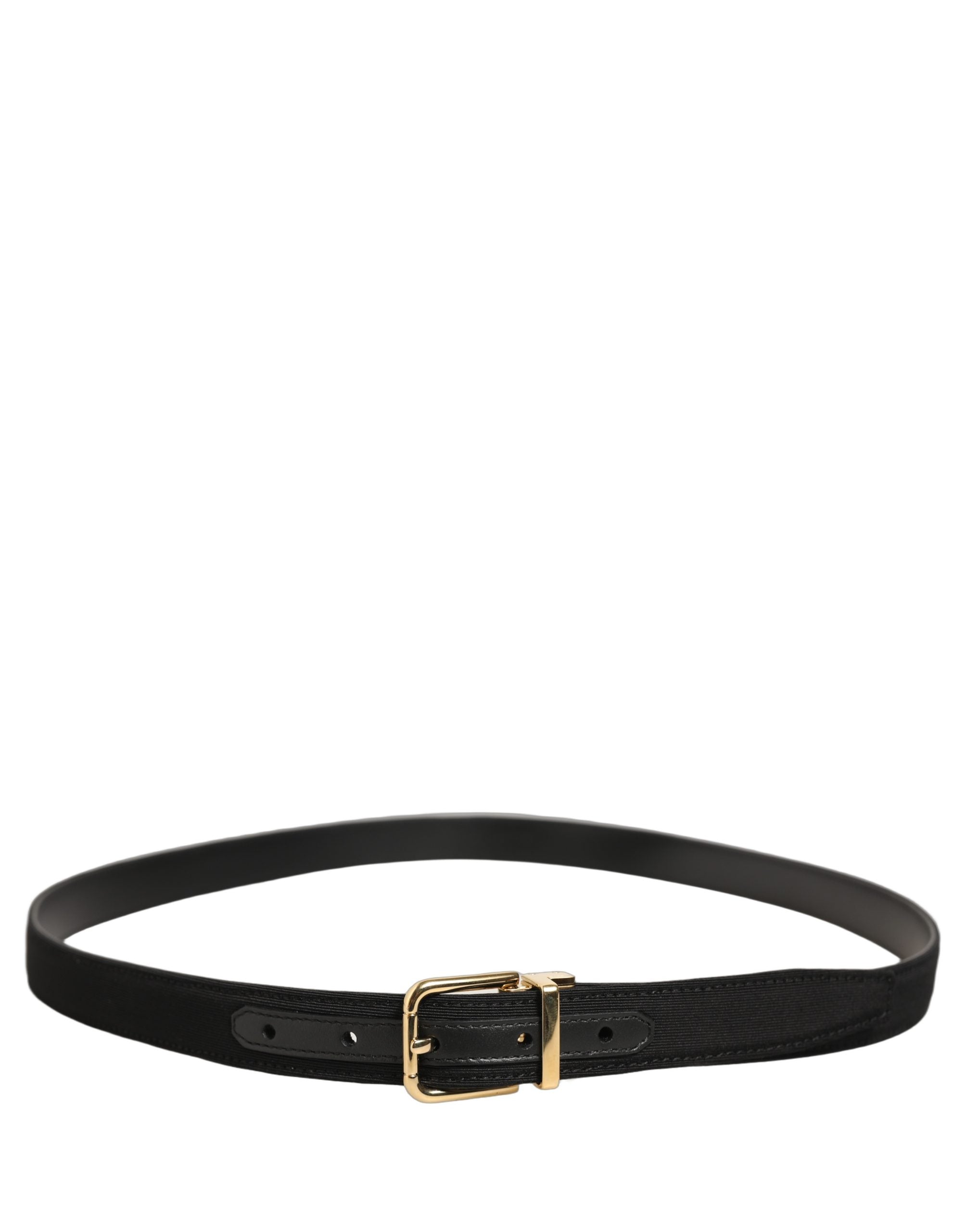 Dolce & Gabbana Black Canvas Leather Gold Metal Buckle Belt Dolce & Gabbana