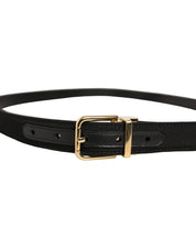 Dolce & Gabbana Black Canvas Leather Gold Metal Buckle Belt Dolce & Gabbana