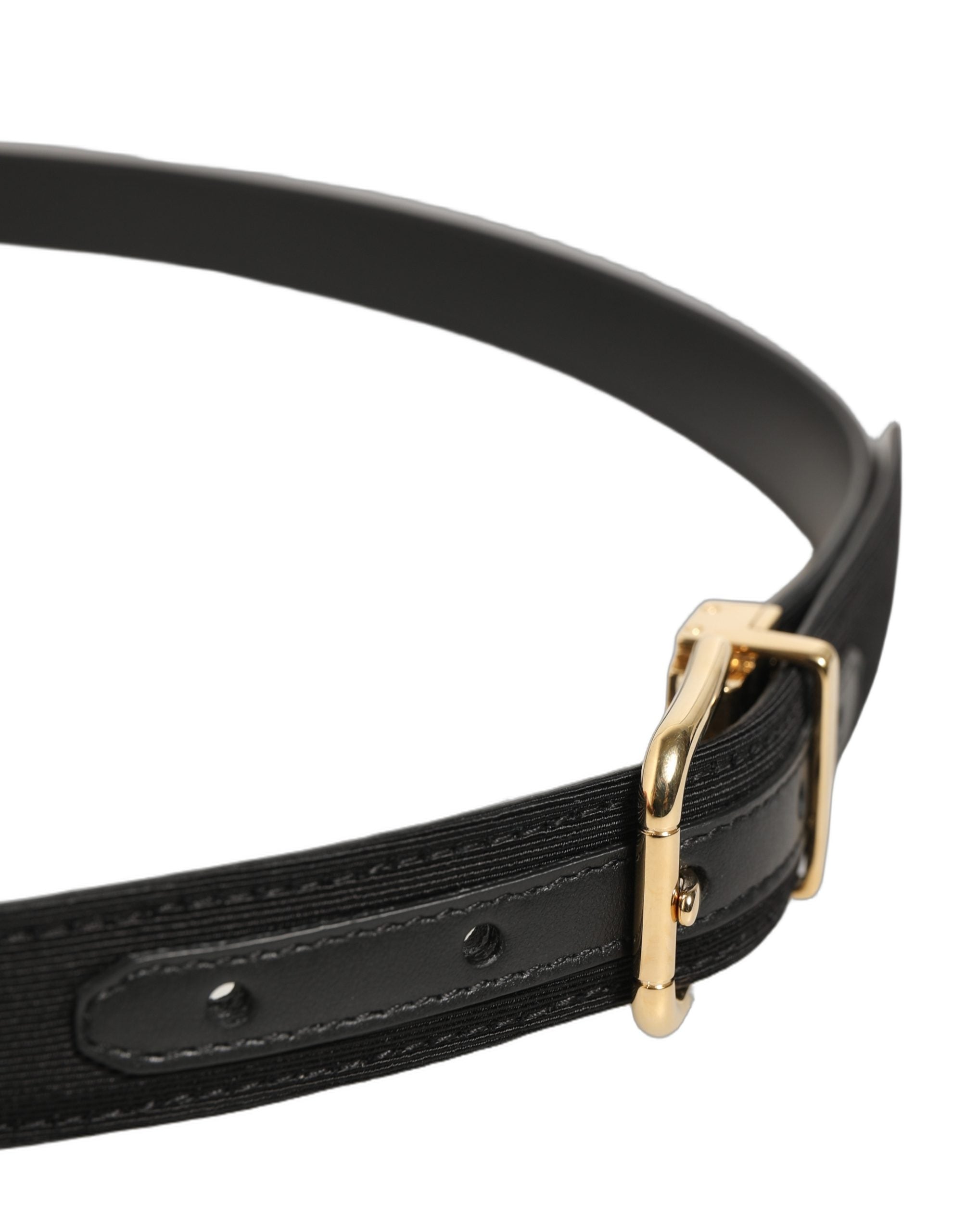Dolce & Gabbana Black Canvas Leather Gold Metal Buckle Belt Dolce & Gabbana