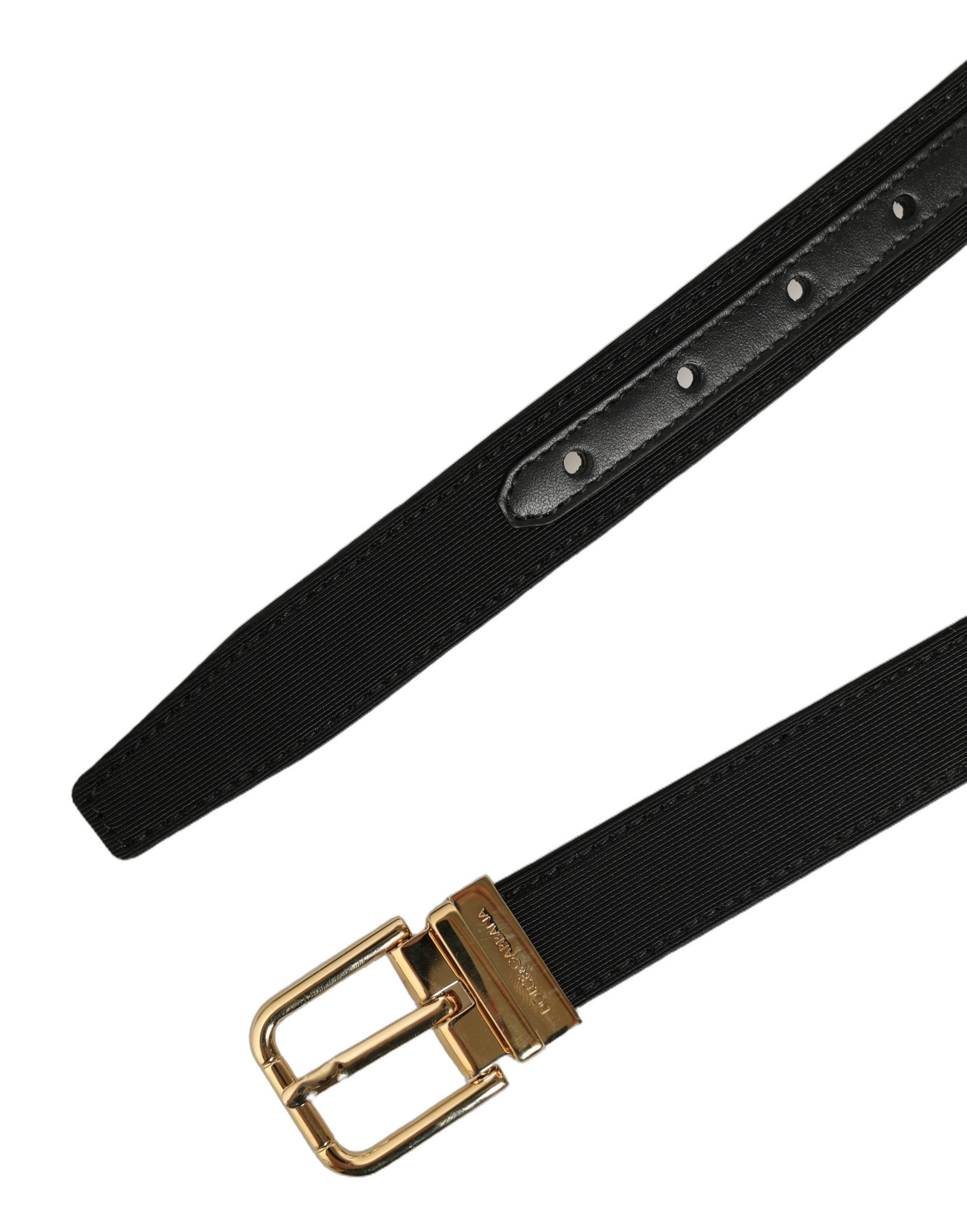 Dolce & Gabbana Black Canvas Leather Gold Metal Buckle Belt Dolce & Gabbana