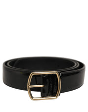 Dolce & Gabbana Black Patent Leather Gold Metal Buckle Belt Dolce & Gabbana