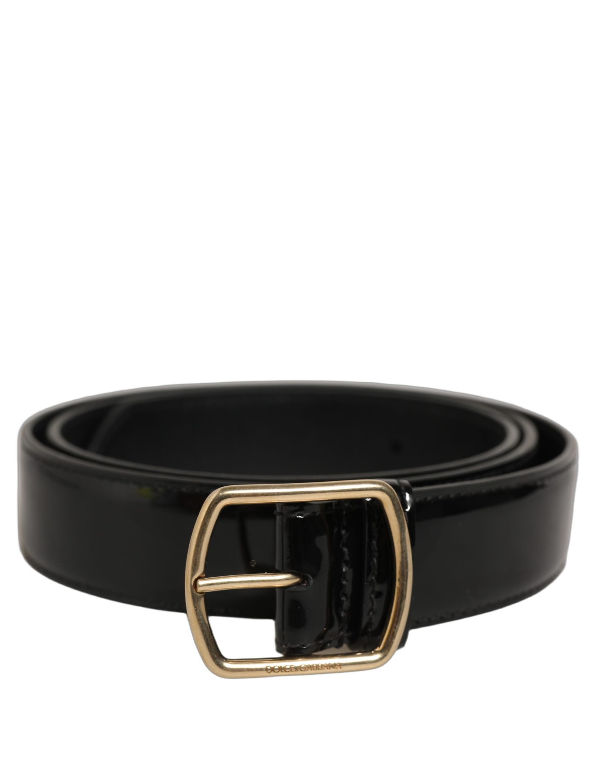 Dolce & Gabbana Black Patent Leather Gold Metal Buckle Belt Dolce & Gabbana