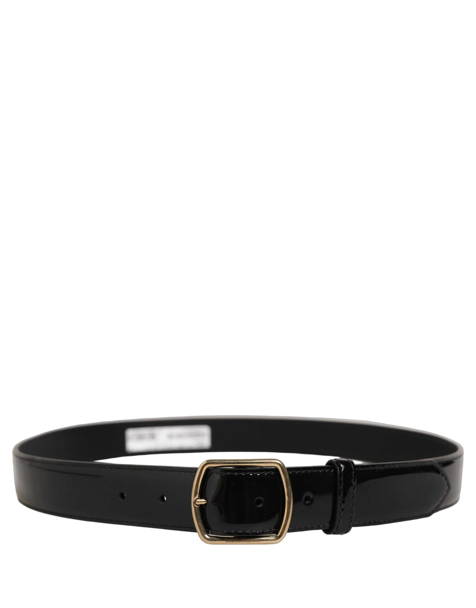Dolce & Gabbana Black Patent Leather Gold Metal Buckle Belt Dolce & Gabbana