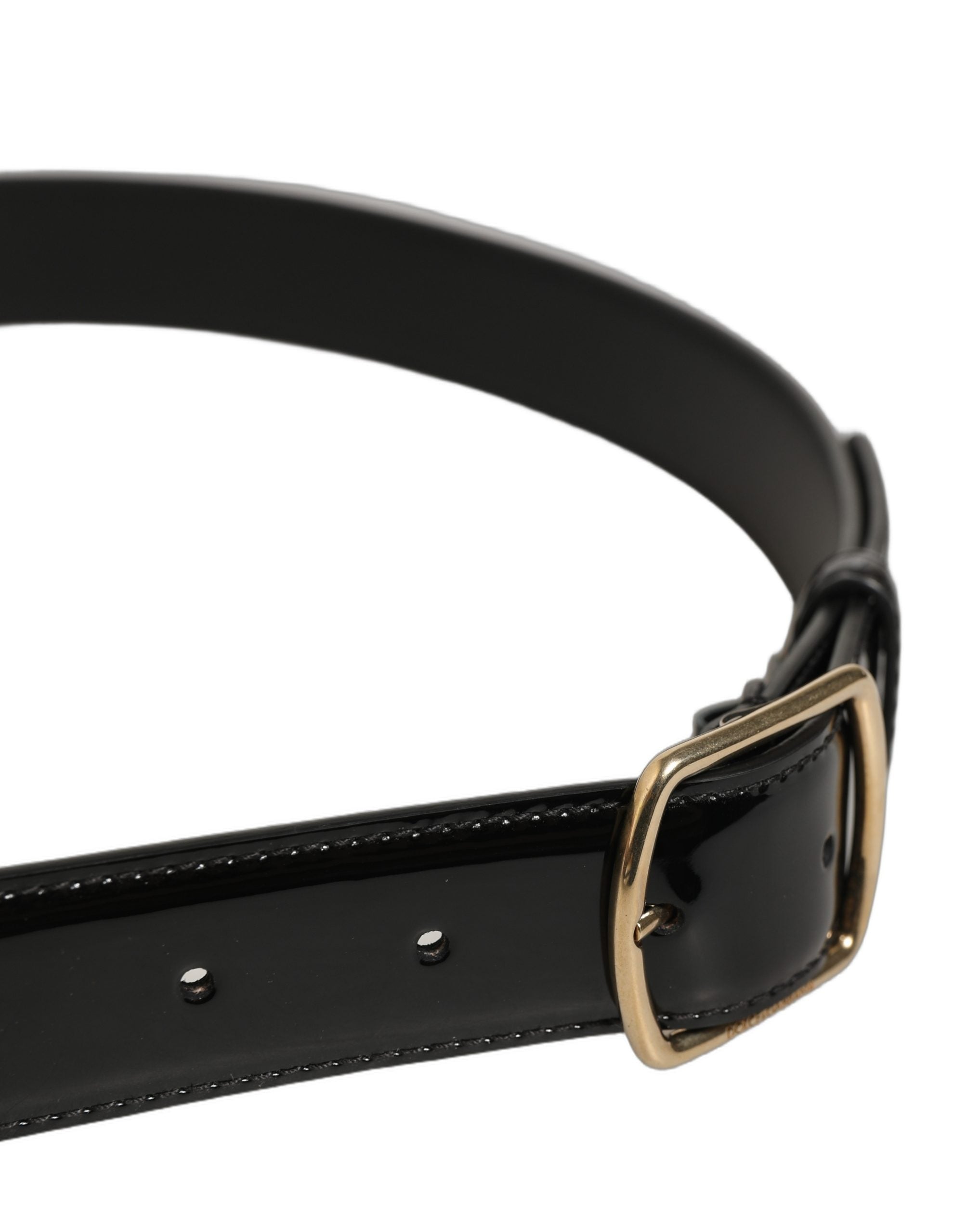 Dolce & Gabbana Black Patent Leather Gold Metal Buckle Belt Dolce & Gabbana