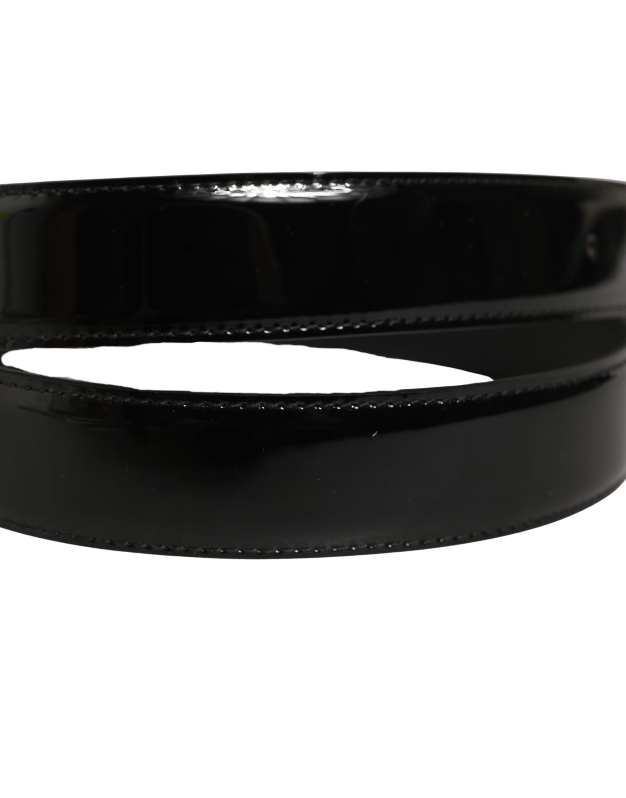 Dolce & Gabbana Black Patent Leather Gold Metal Buckle Belt Dolce & Gabbana