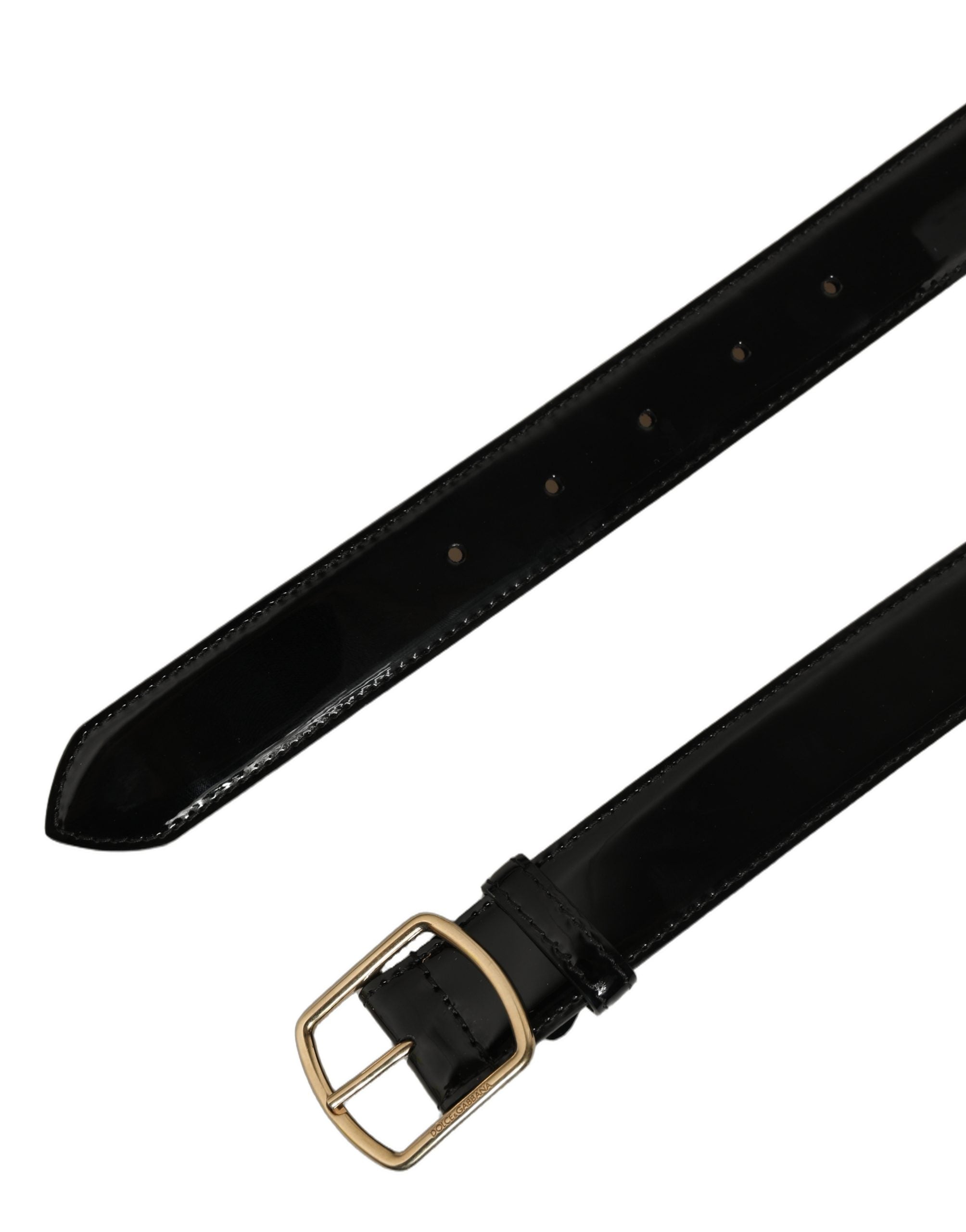Dolce & Gabbana Black Patent Leather Gold Metal Buckle Belt Dolce & Gabbana