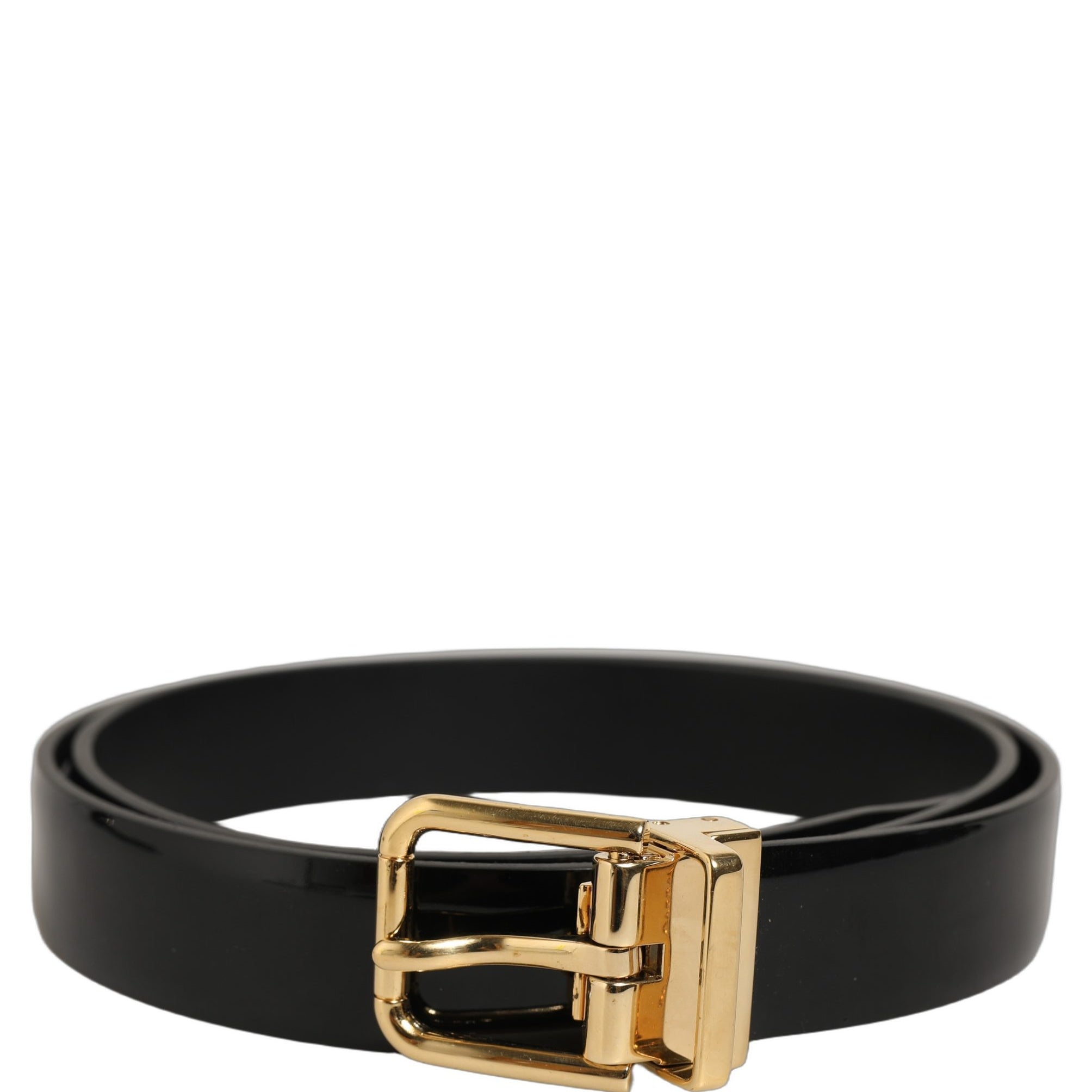 Dolce & Gabbana Black Classic Leather Gold Tone Buckle Belt Dolce & Gabbana